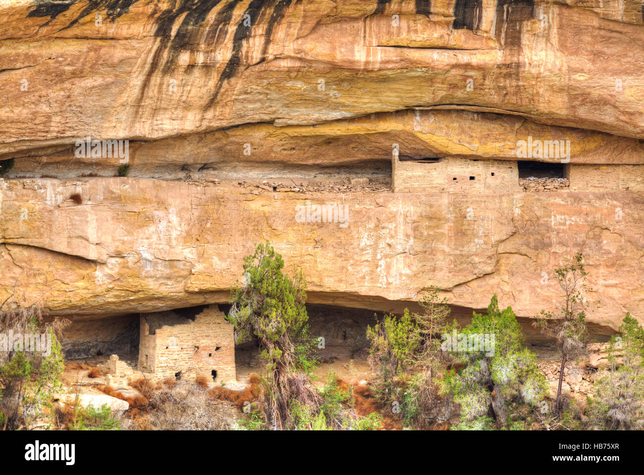 Anasazi Ruins from Sun Point View, Mesa Verde National Park, UNESCO World Heritage Site, 600 A.D. - 1,300 A.D., Colorado, USA Stock Photo