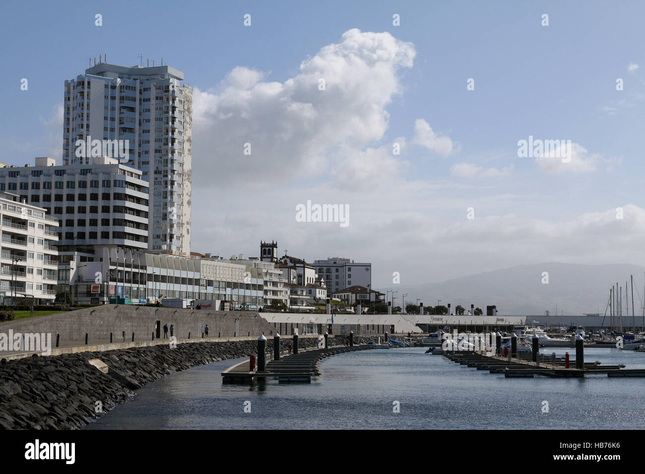 Ponta Delgada, waterfront and harbour, Azores Stock Photo