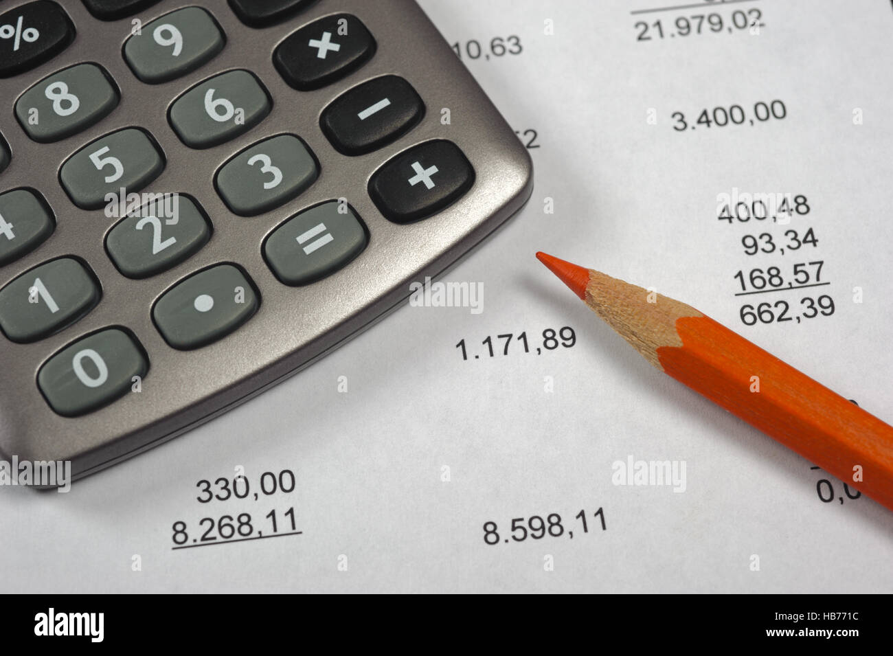 financial accounting with calculator Stock Photo