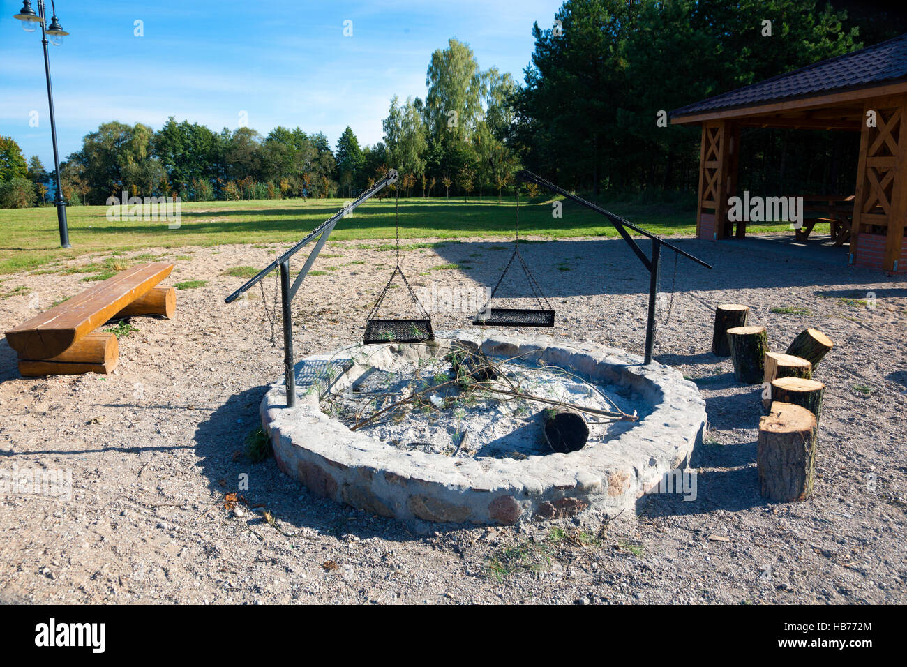 Rustic fire pit Stock Photo