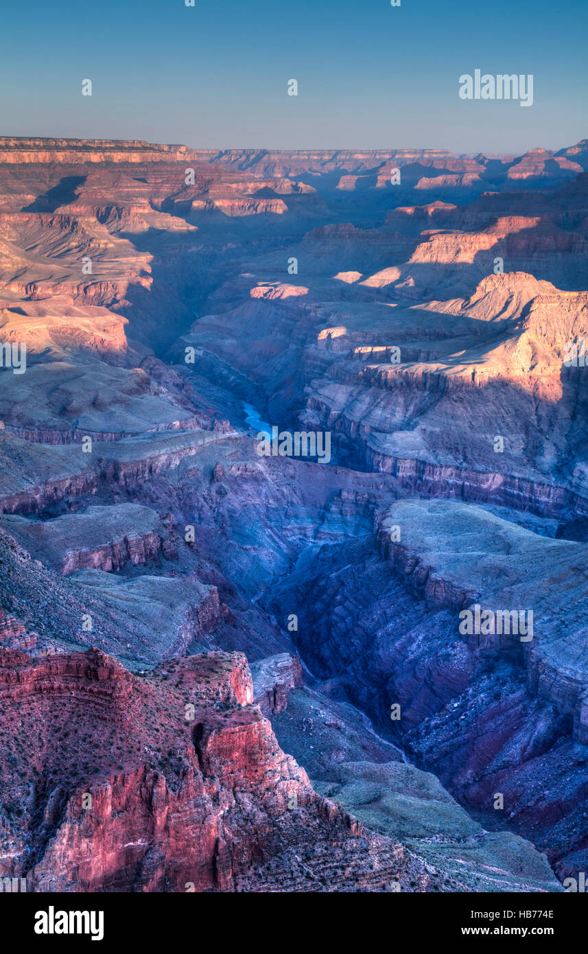 Colorado River below, South Rim, Grand Canyon National Park, UNESCO World Heritage Site, Arizona, USA Stock Photo