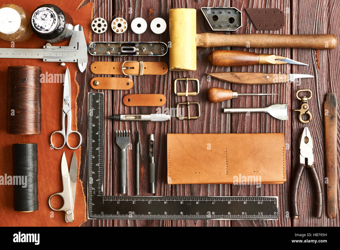 Leather crafting tools Stock Photo - Alamy