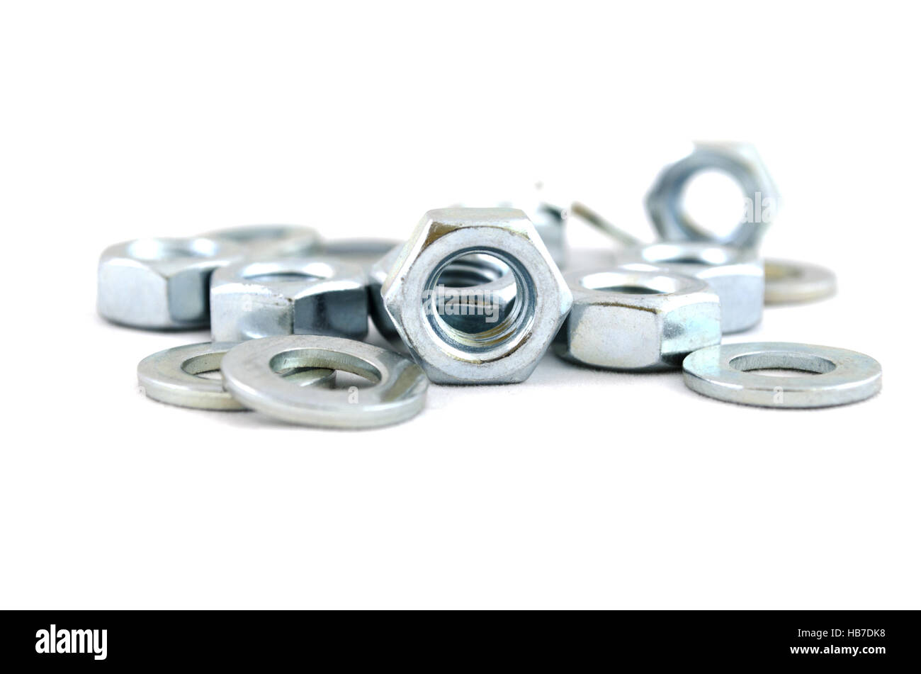 Several metal screw washers and nuts Stock Photo Alamy