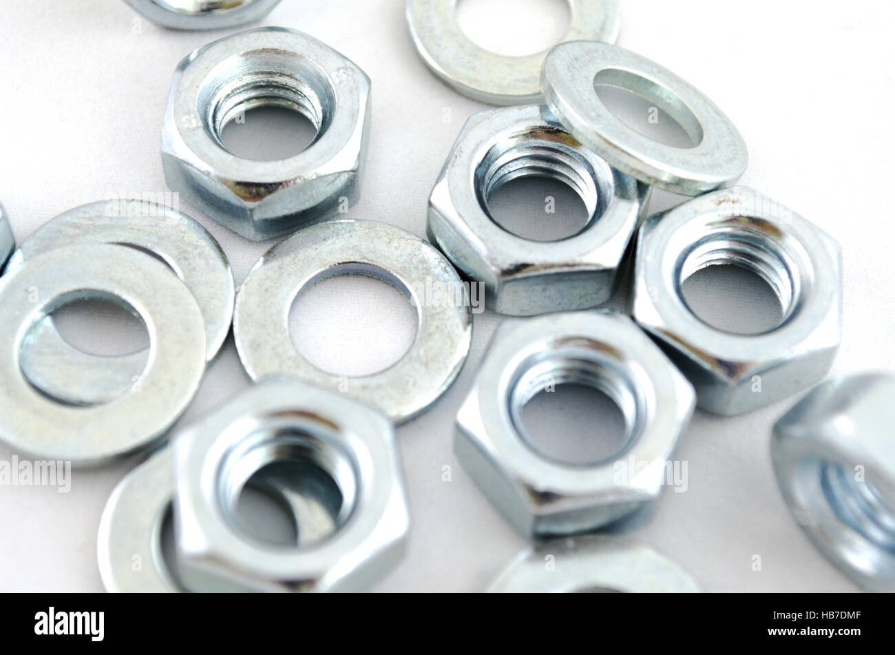Several metal screw washers and nuts Stock Photo Alamy