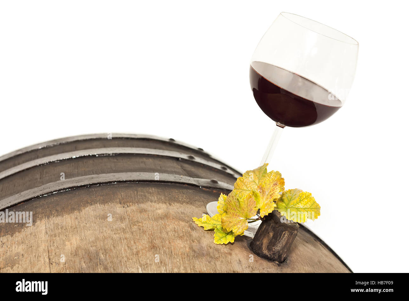 Red Wine on barrel with grapes Stock Photo Alamy