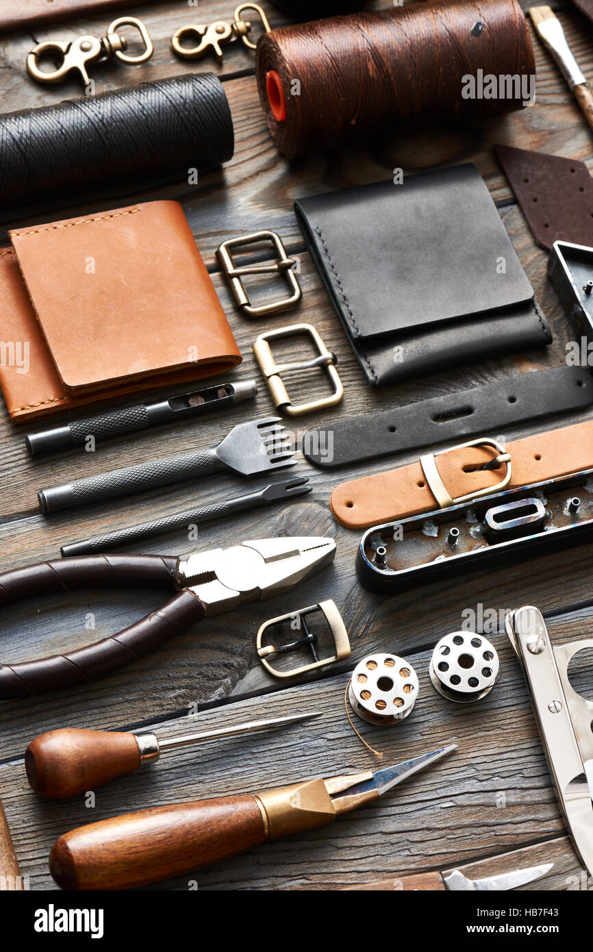 Leather crafting tools Stock Photo - Alamy