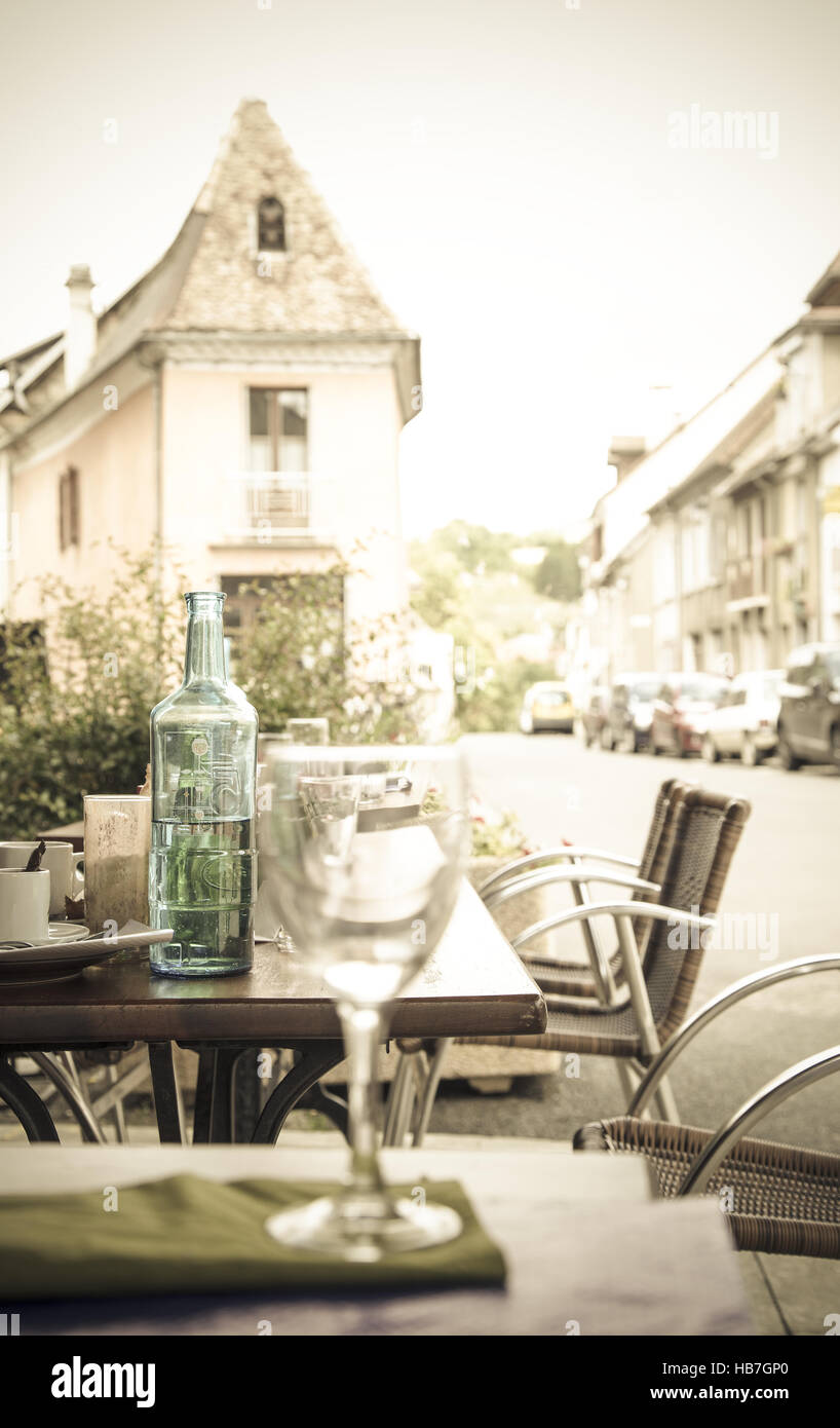 restaurant terrace of a little French village Stock Photo - Alamy