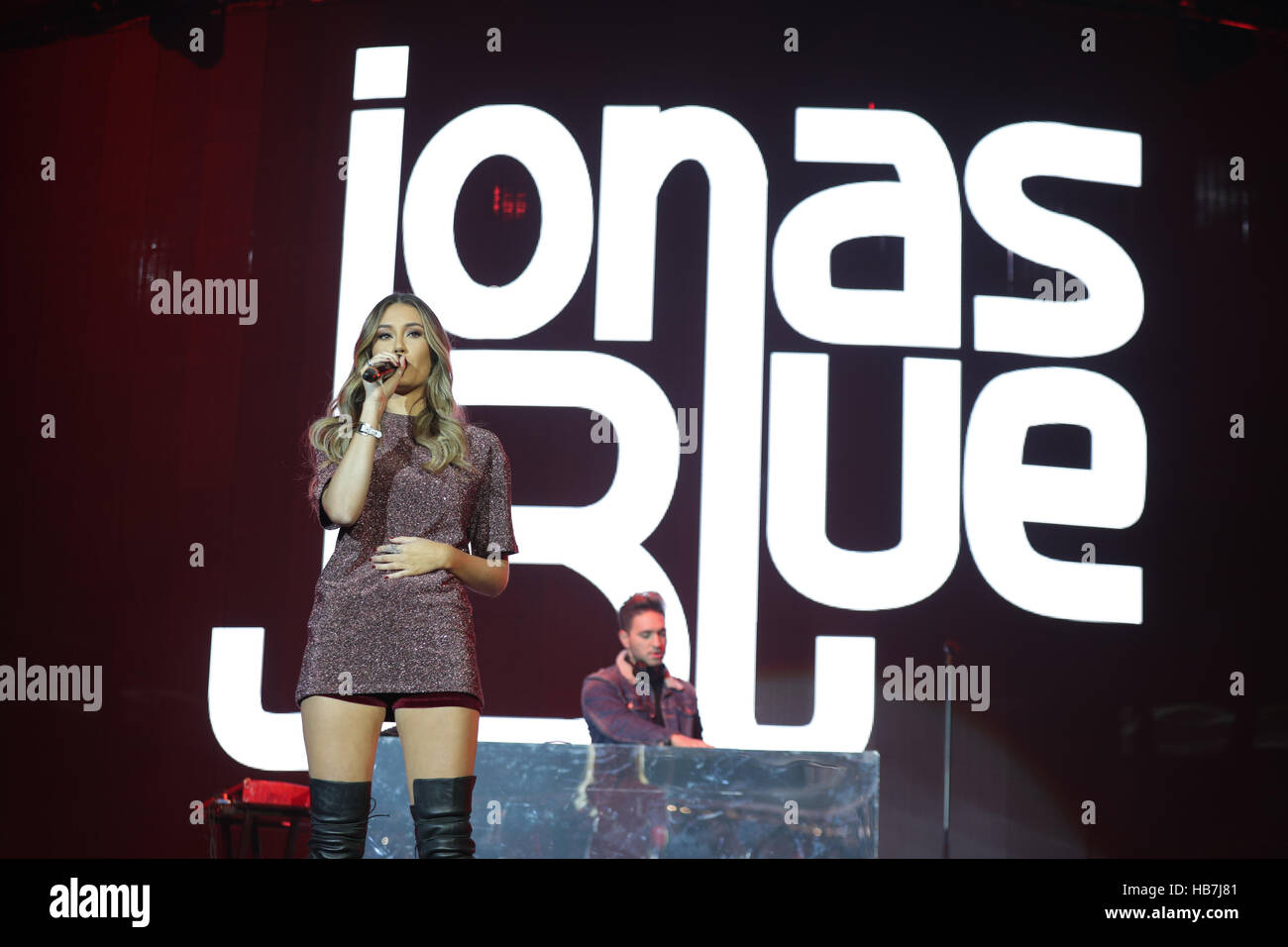 Dakota performs with Jonas Blue on stage at Capital's Jingle Bell Ball with Coca-Cola at London's O2 arena. PRESS ASSOCIATION Photo. Picture date: Sunday 4th December 2016. Photo credit should read: Yui Mok/PA Wire Stock Photo