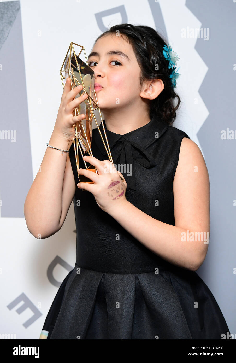 Avin Manshadi with the Best Supporting Actress Award for Under the Shadow, during the British Independent Film Awards, at Old Billingsgate Market, London. Stock Photo