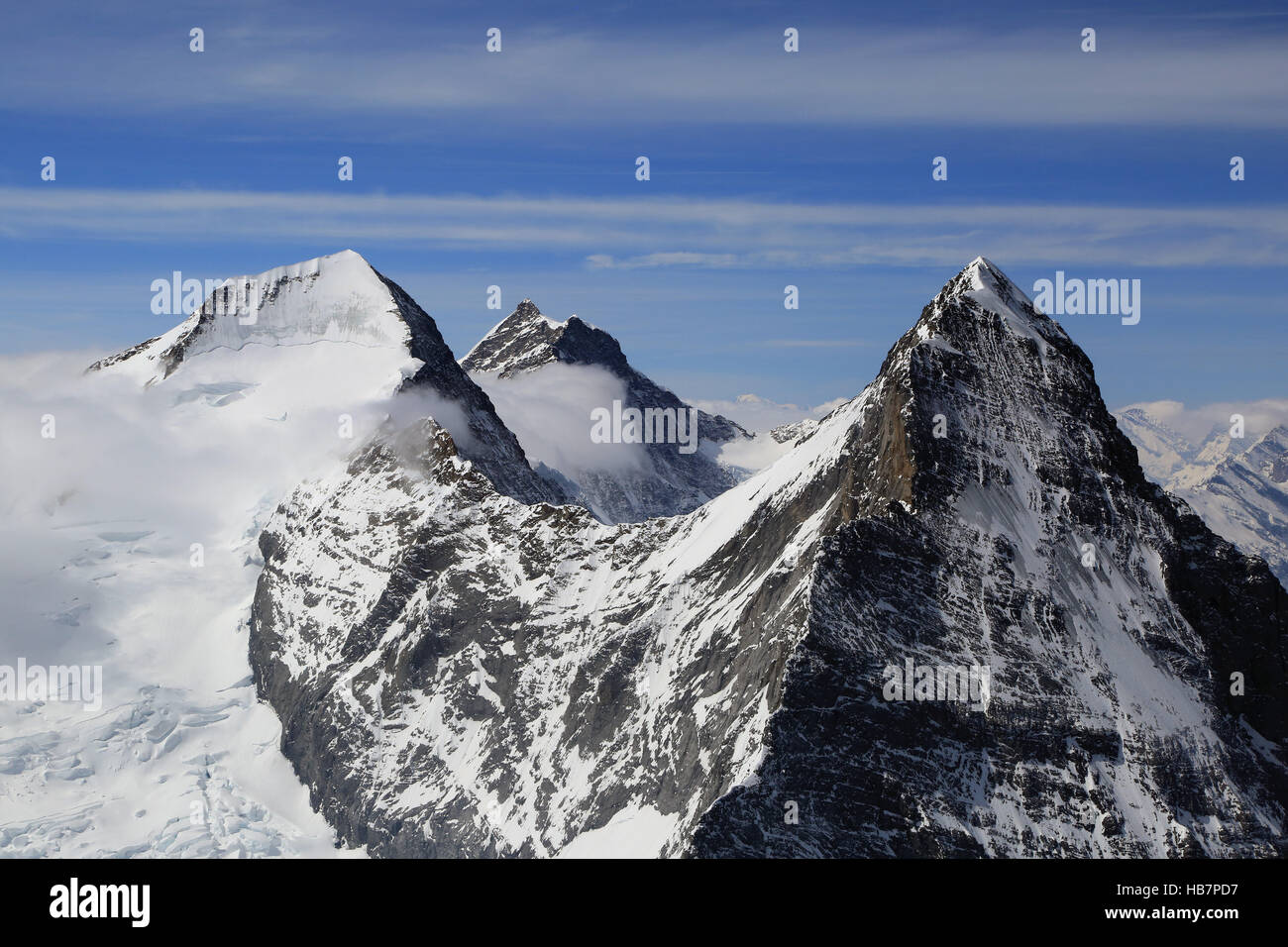 Bernese Alps with Eiger, Moench and Jungfrau Stock Photo