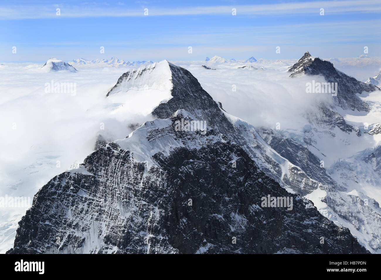 Berner Alpen mit Eiger, Moench und Jungfrau Stock Photo