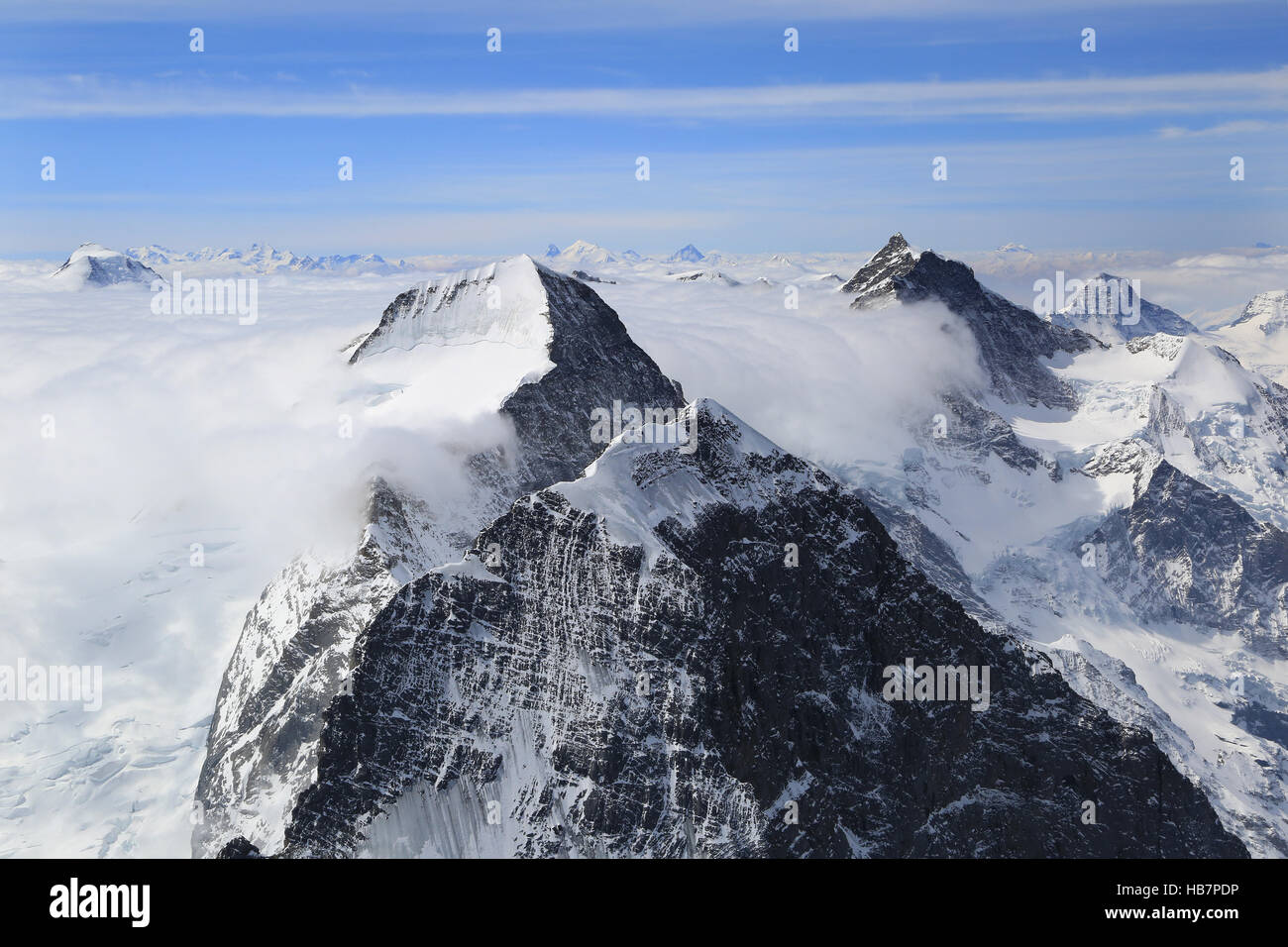 Bernese Alps with Eiger, Moench and Jungfrau Stock Photo