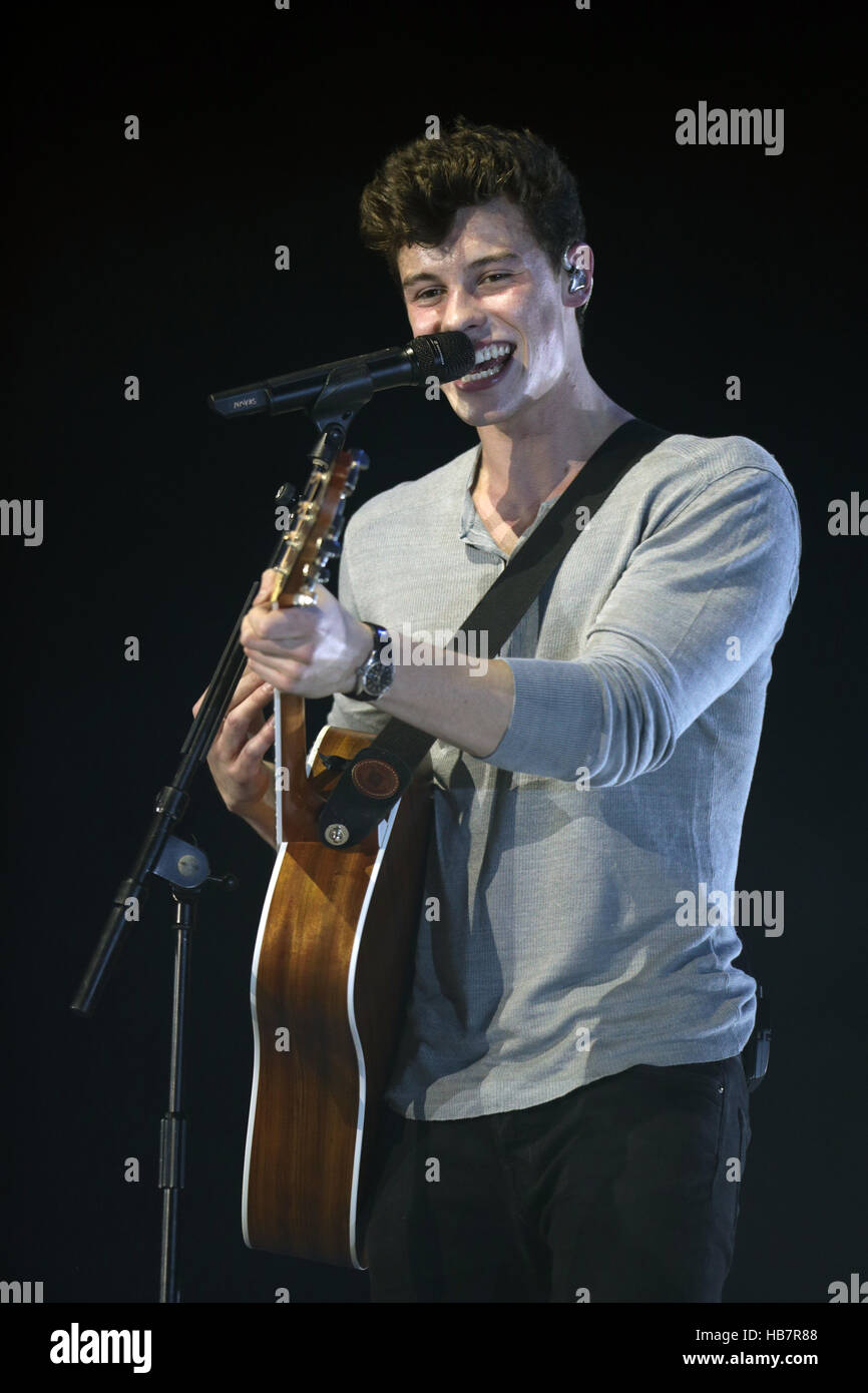 Shawn Mendes on stage at Capital's Jingle Bell Ball with Coca-Cola at ...