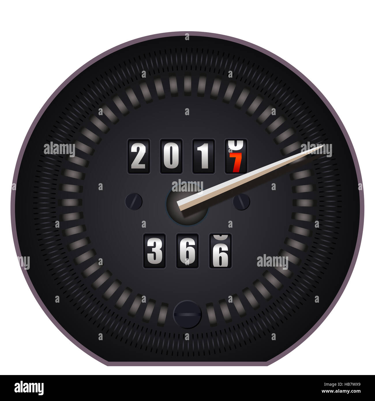 Countdown timer on speedometer - New Year 2017 - on white background Stock Photo