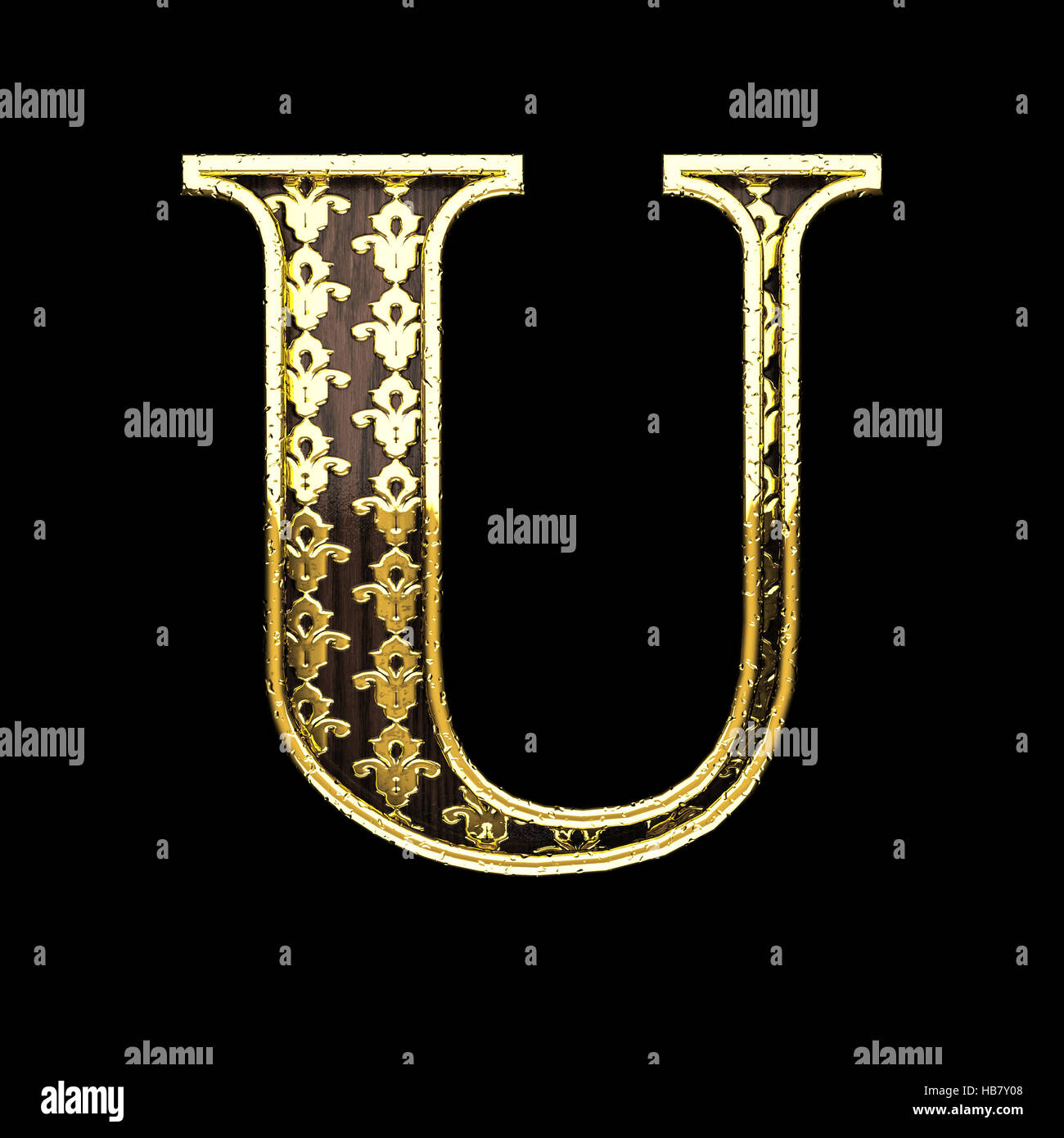 u golden letter 3d illustration Stock Photo - Alamy
