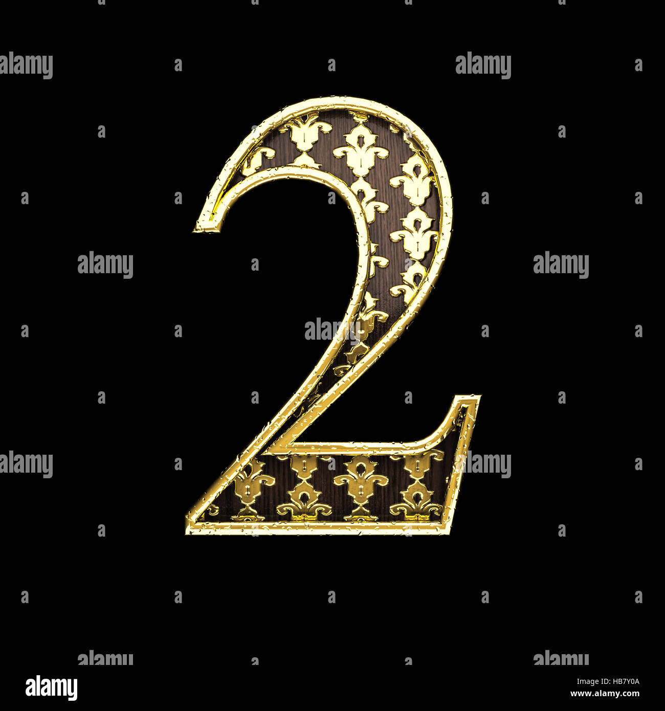 2 golden letter 3d illustration Stock Photo - Alamy