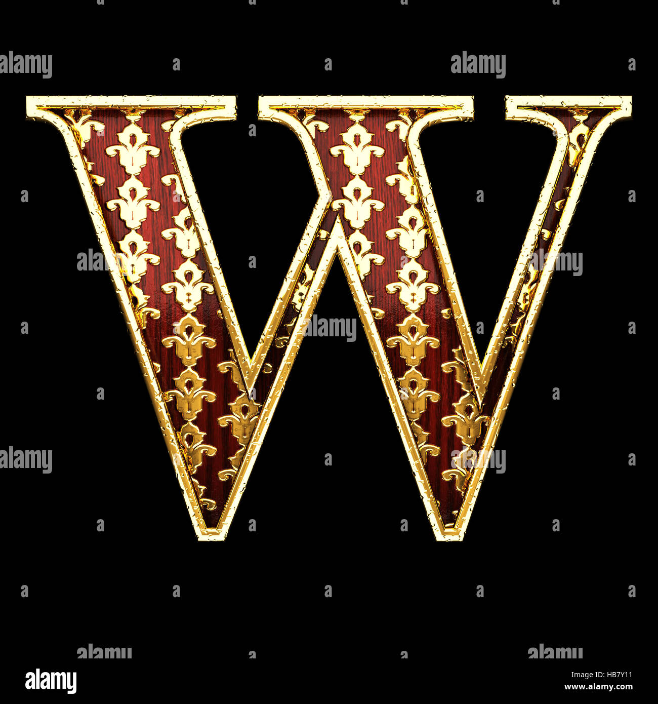 w golden letter 3d illustration Stock Photo - Alamy