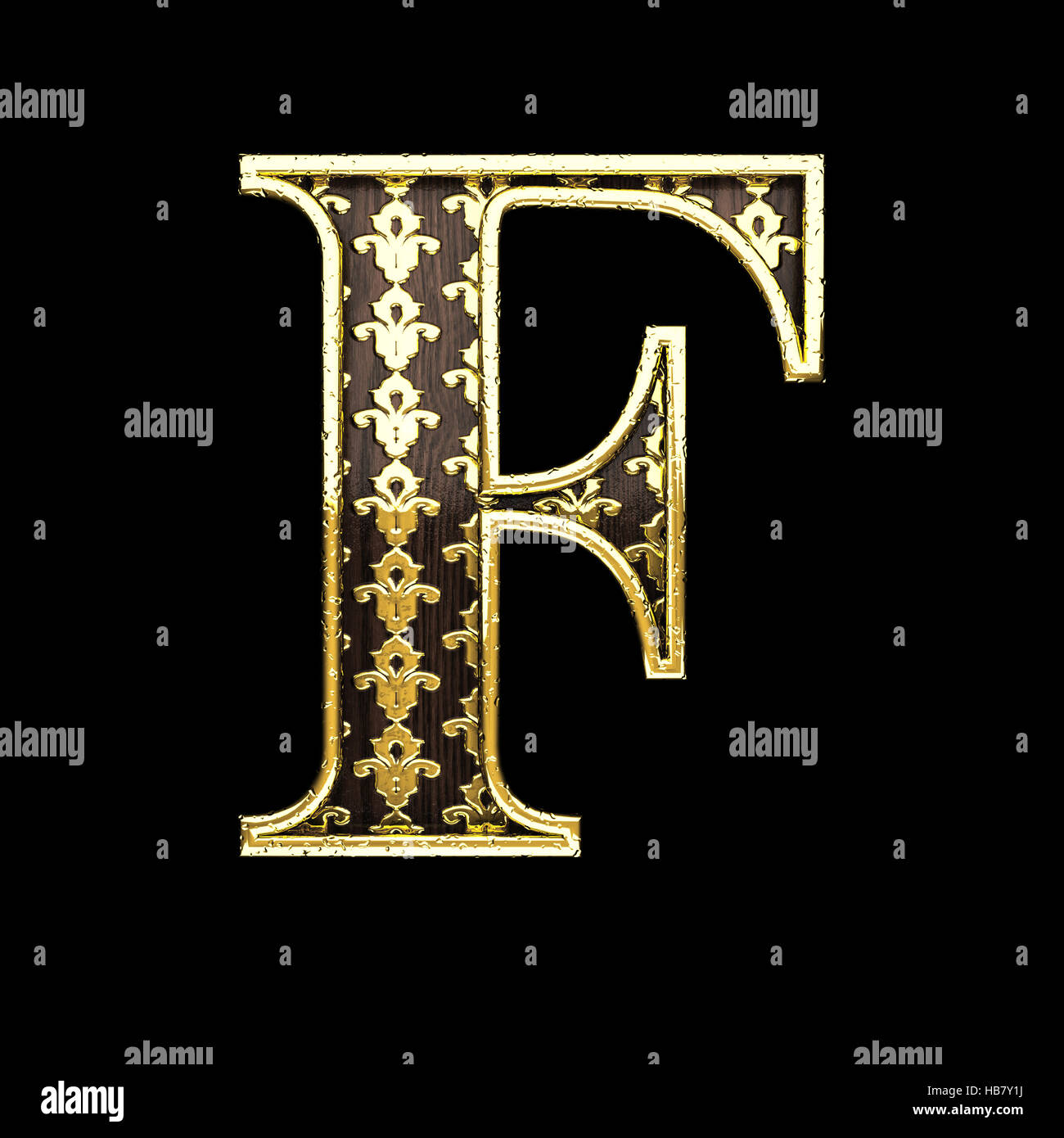 f golden letter 3d illustration Stock Photo - Alamy