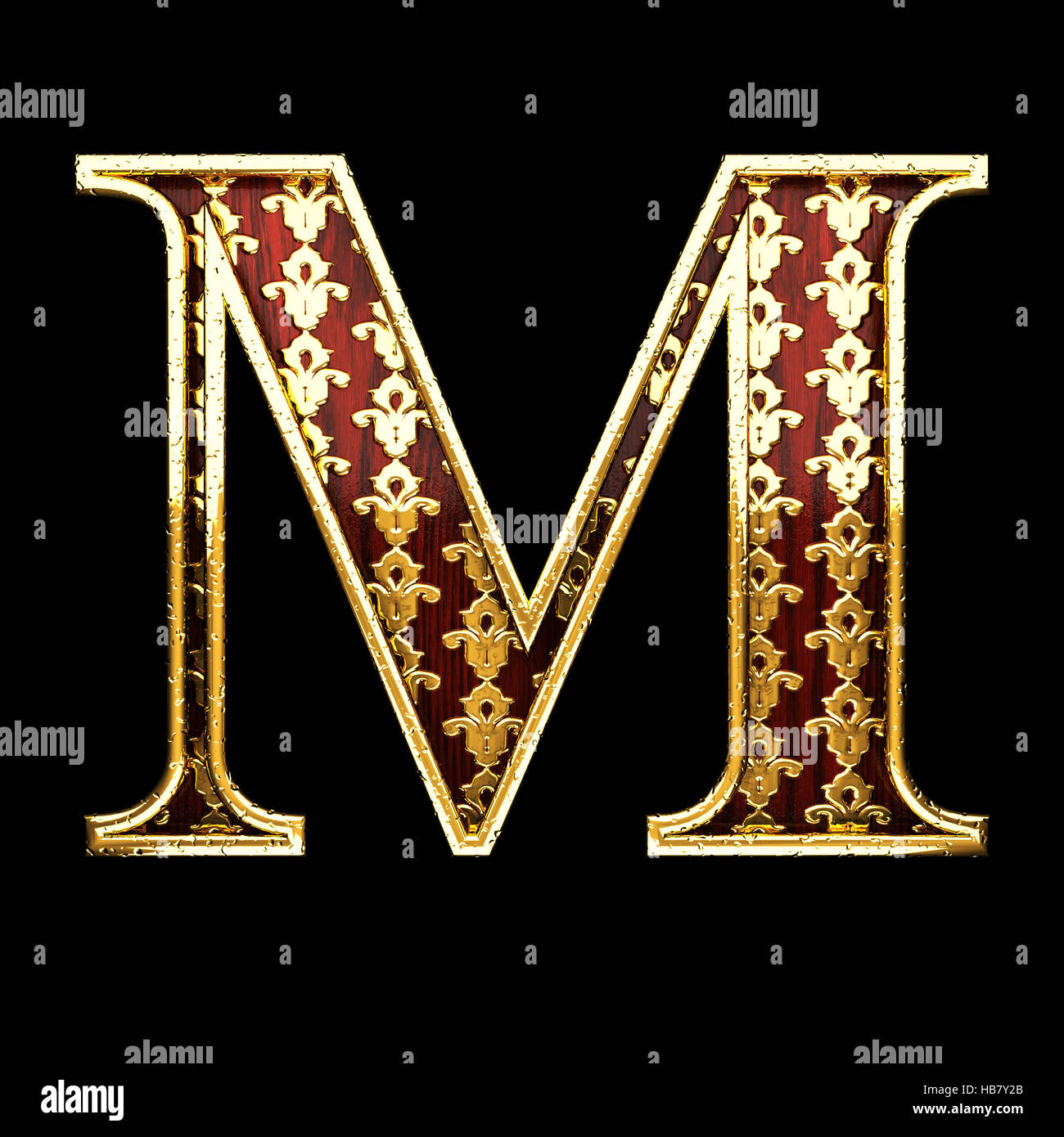 m golden letter 3d illustration Stock Photo - Alamy