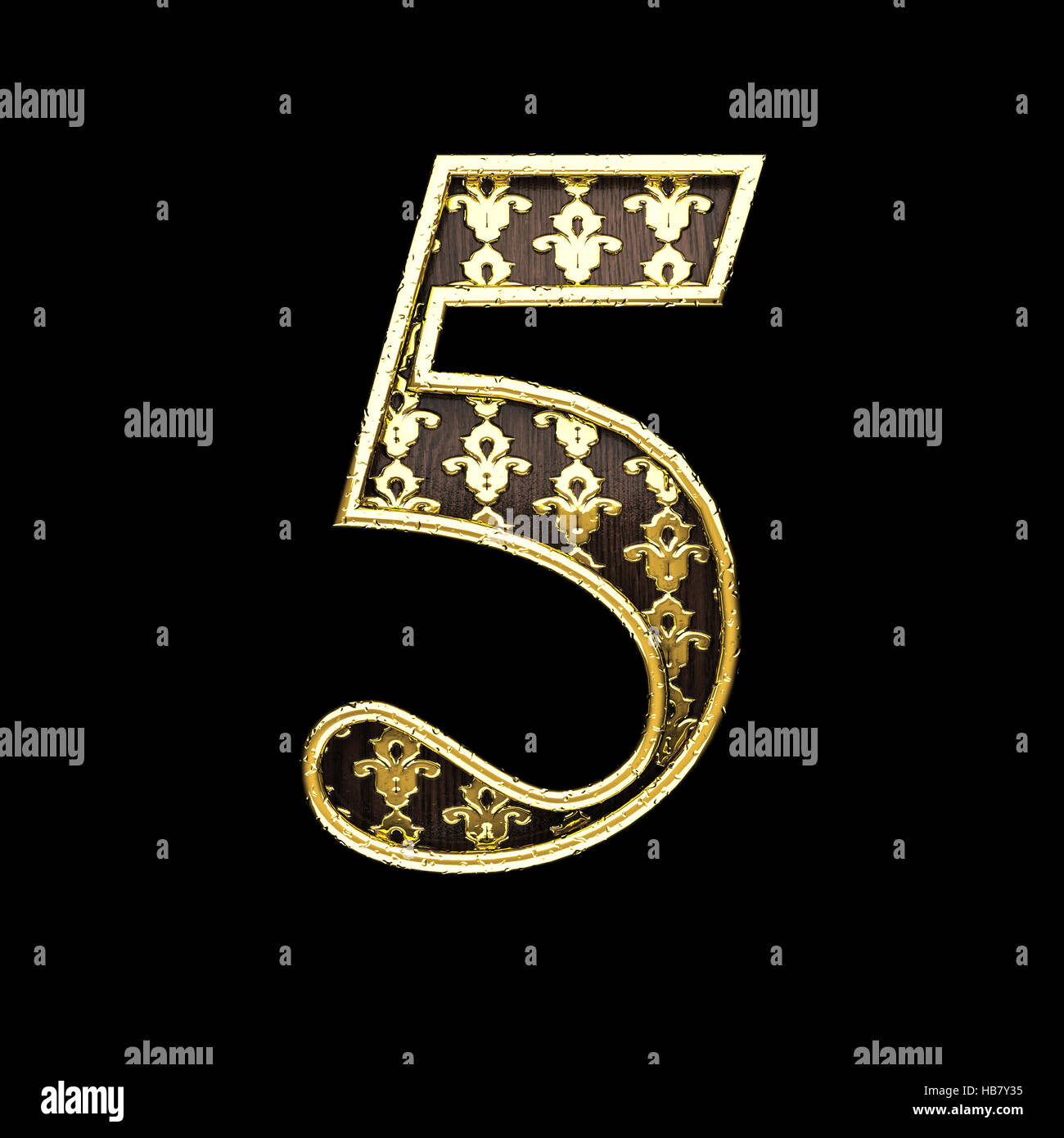 5 golden letter 3d illustration Stock Photo - Alamy