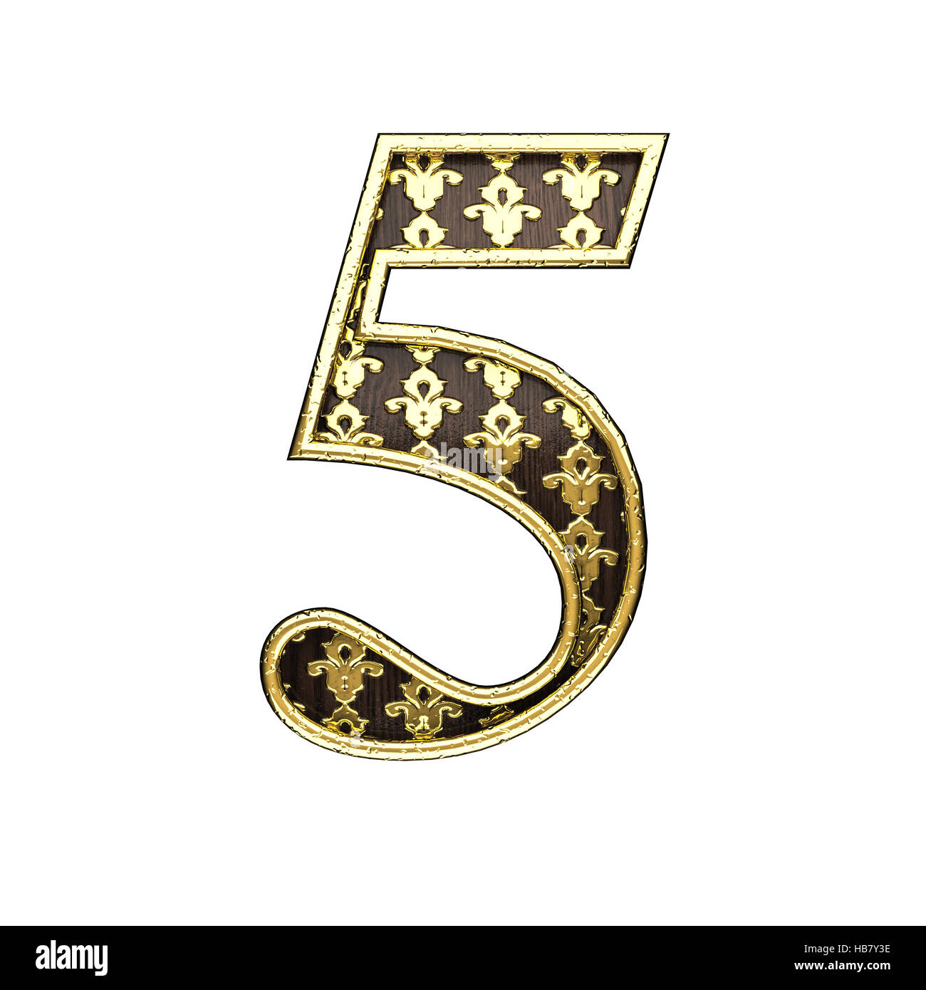 5 golden letter 3d illustration Stock Photo - Alamy