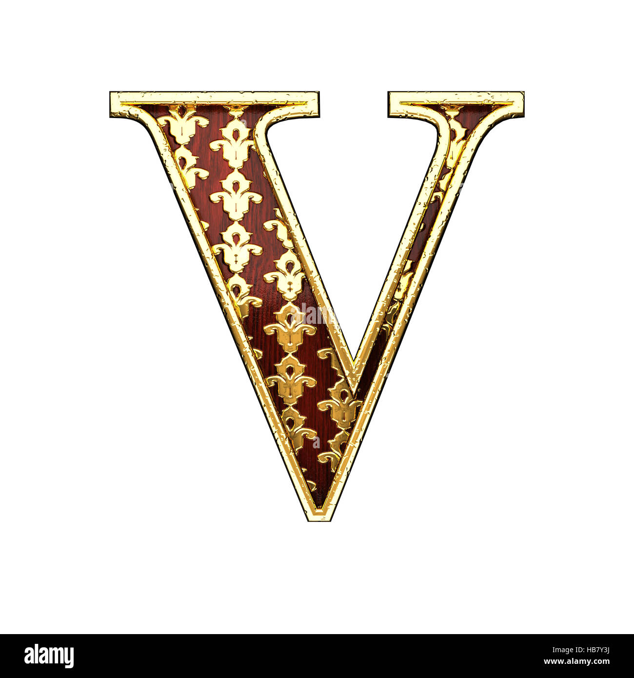v golden letter 3d illustration Stock Photo - Alamy