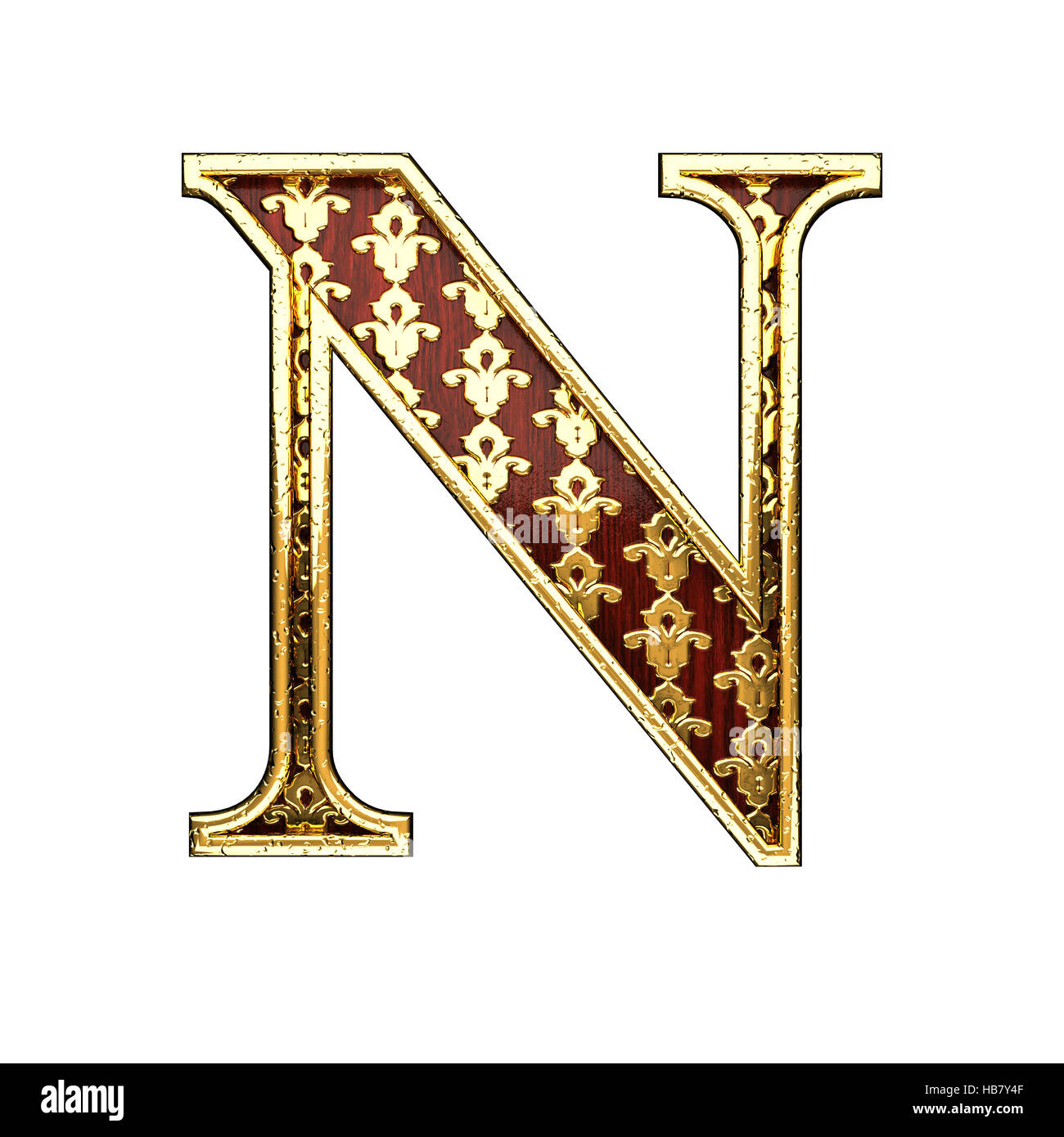 n golden letter 3d illustration Stock Photo - Alamy