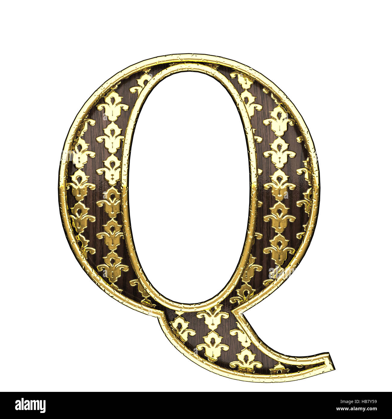 q golden letter 3d illustration Stock Photo