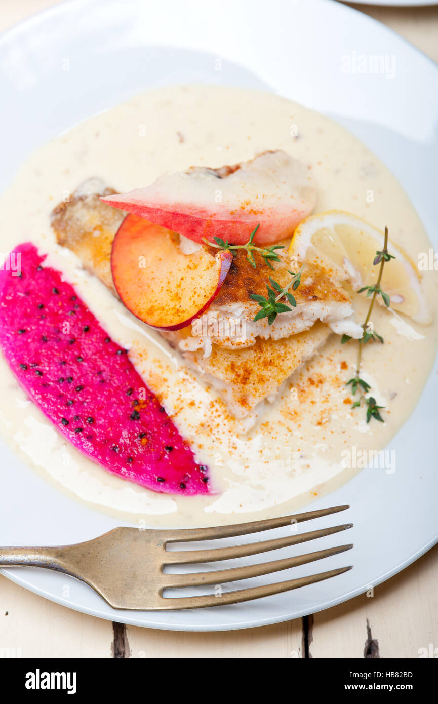 sea bream fillet butter pan fried Stock Photo