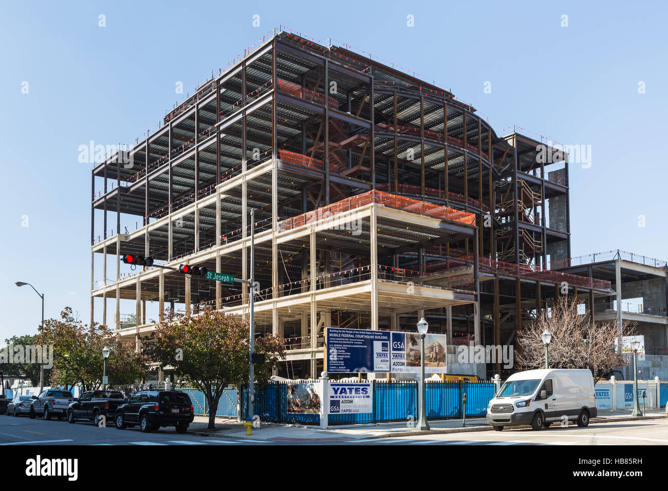 The new Mobile Federal Courthouse Building under construction in Mobile, Alabama. Stock Photo