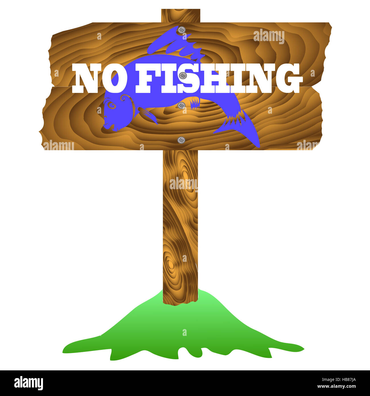 No Fishing Wooden Sign Isolated Stock Photo