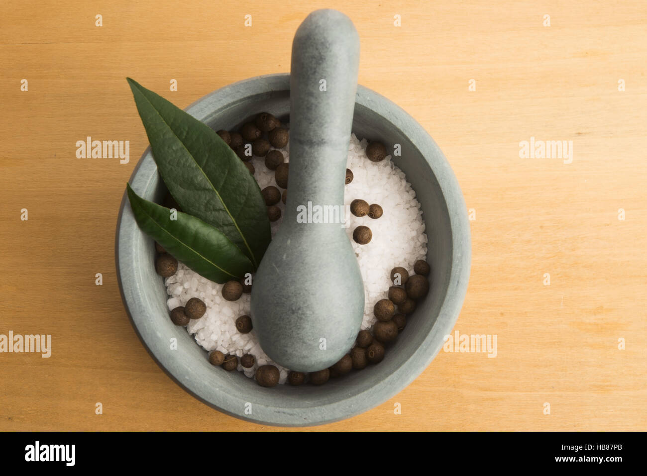 mortar pestle and salt Stock Photo Alamy