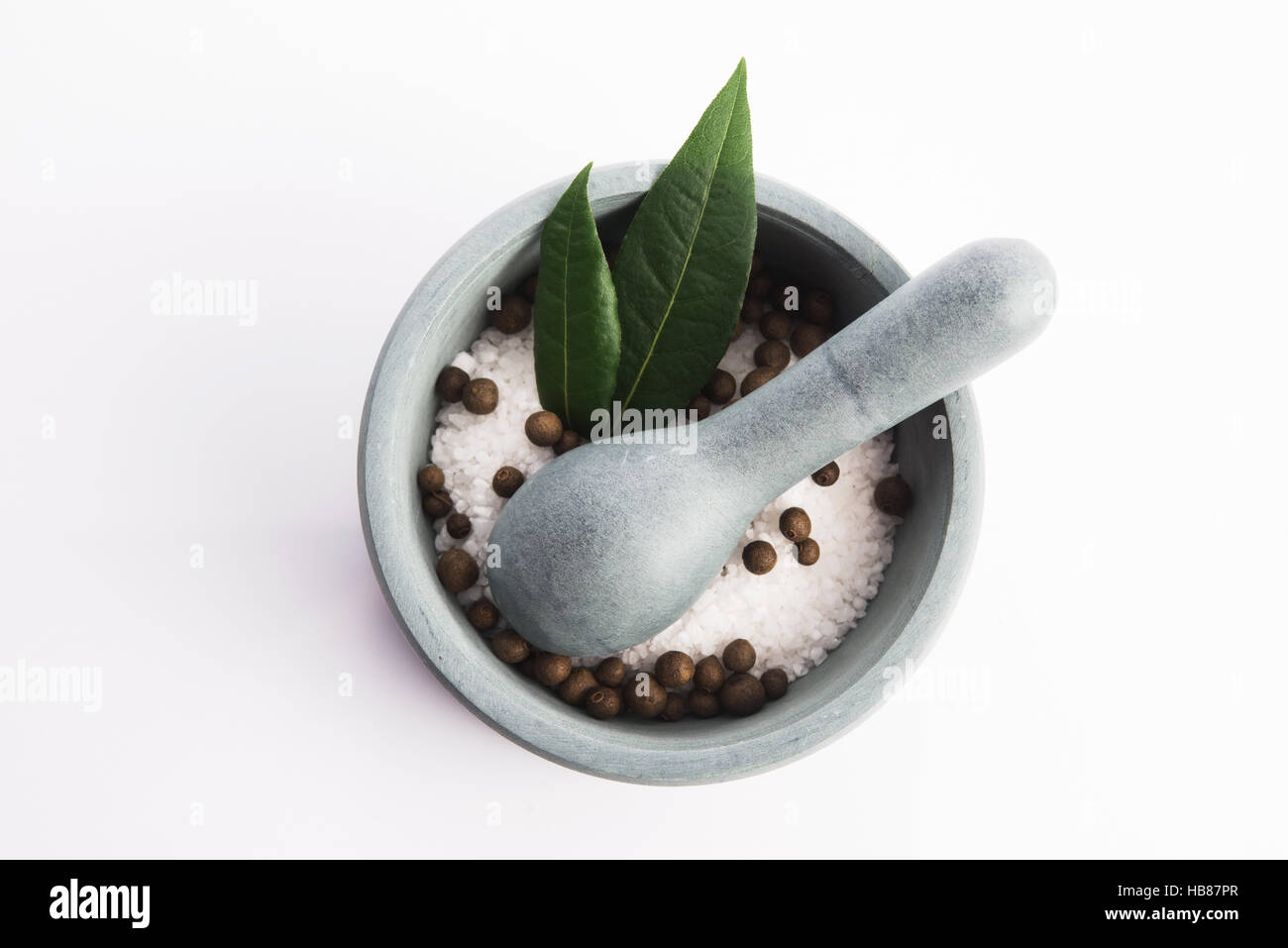 mortar pestle and salt Stock Photo Alamy