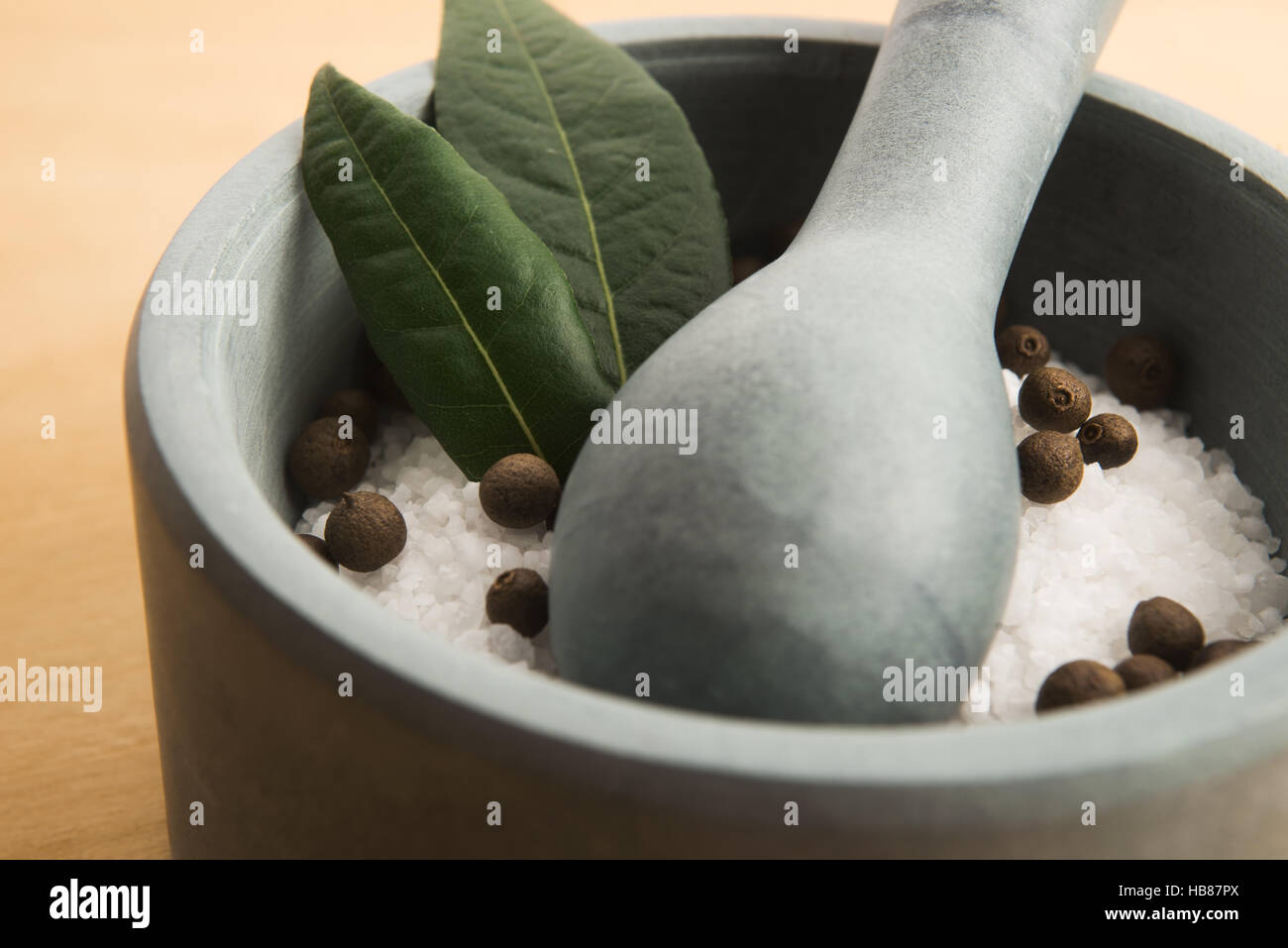 mortar pestle and salt Stock Photo Alamy