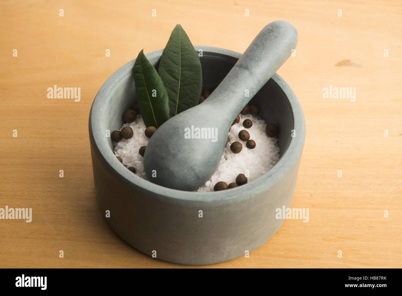 mortar pestle and salt Stock Photo Alamy