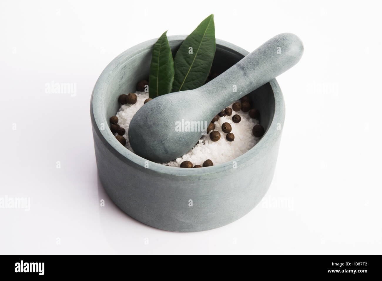 mortar pestle and salt Stock Photo Alamy
