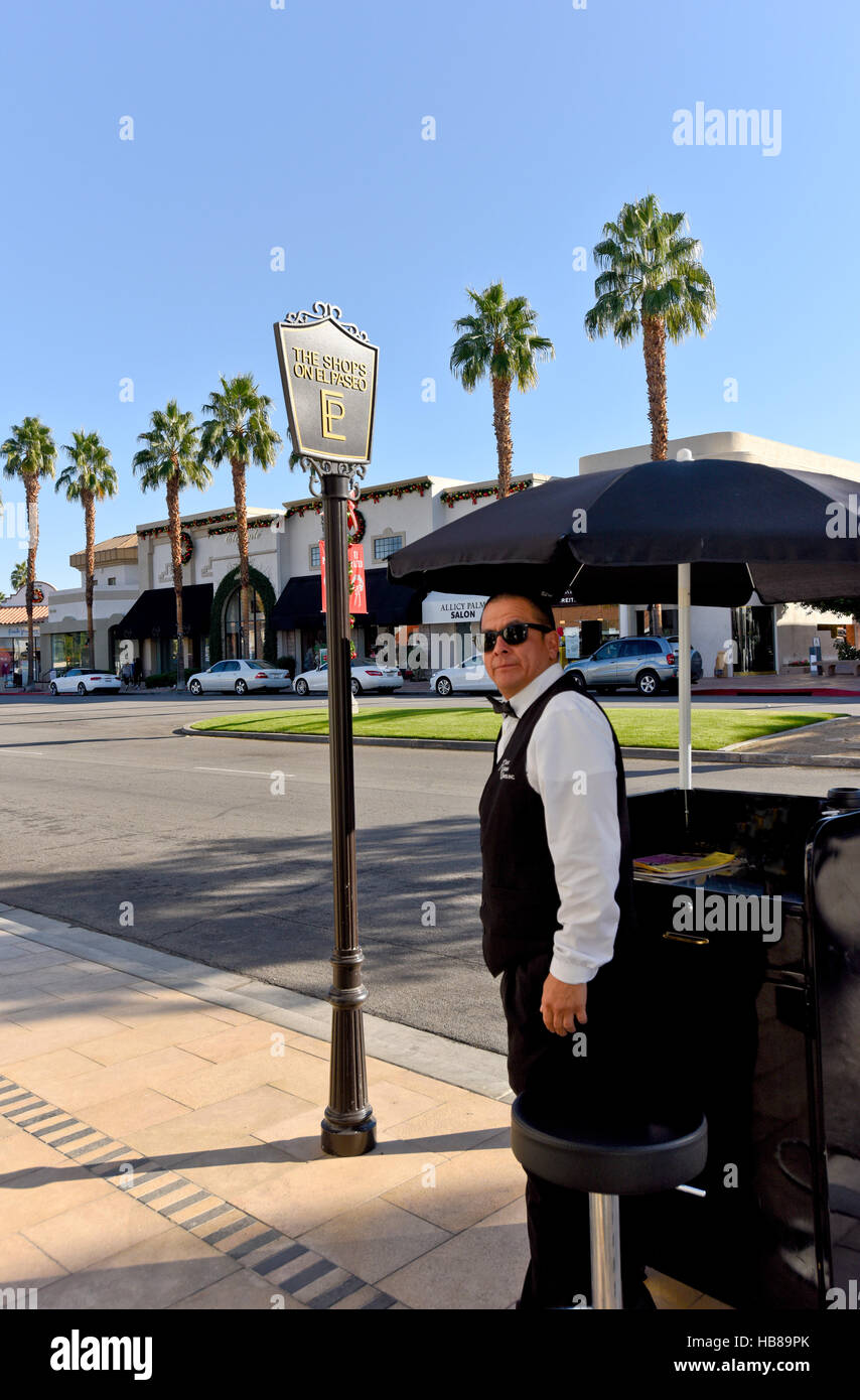 Valet Parking attendant at the Shops on El Paseo in Palm Desert California Stock Photo