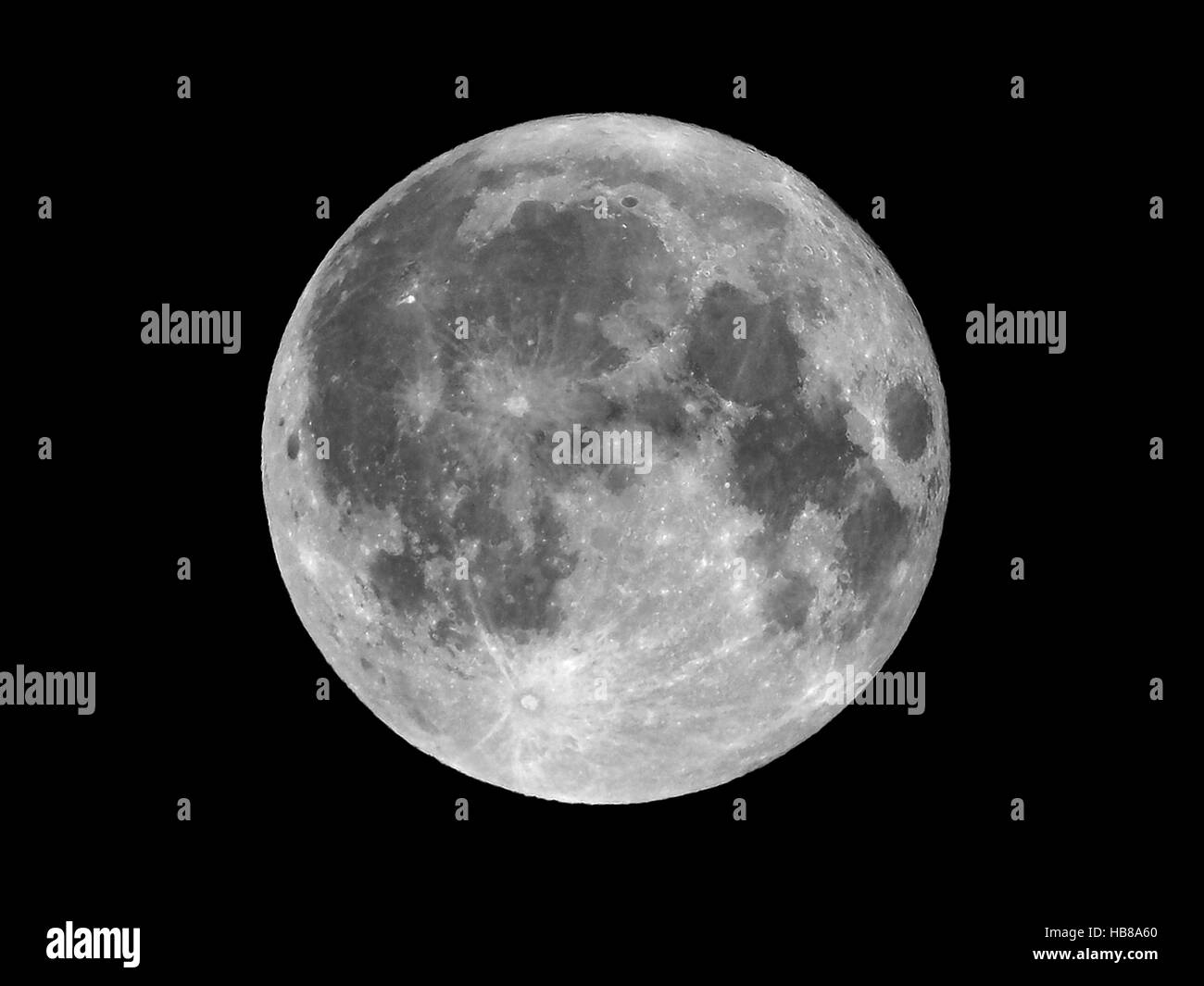 Full moon seen with telescope Stock Photo Alamy