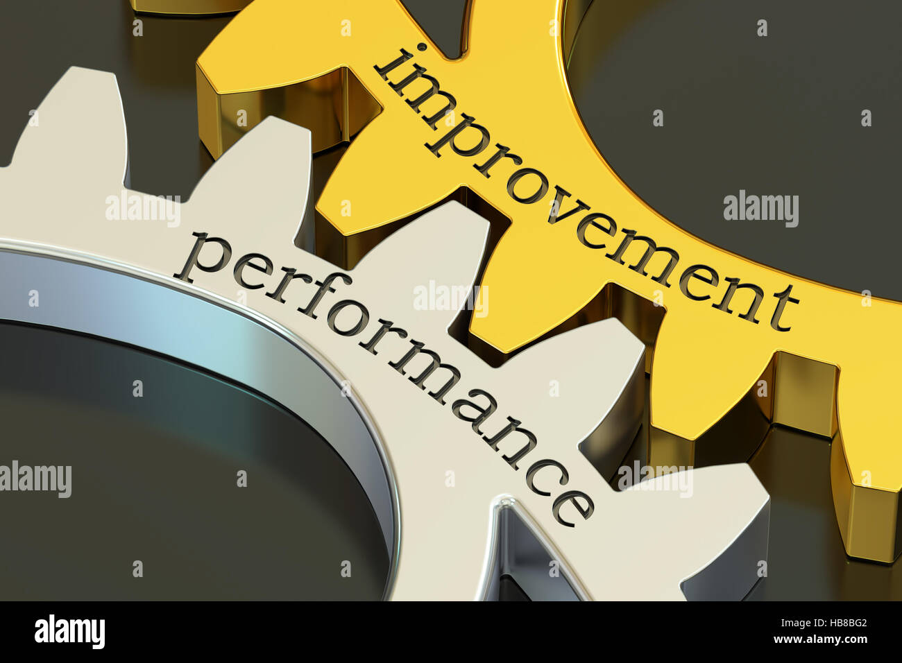 Improvement Performance concept on the gearwheels, 3D rendering Stock Photo