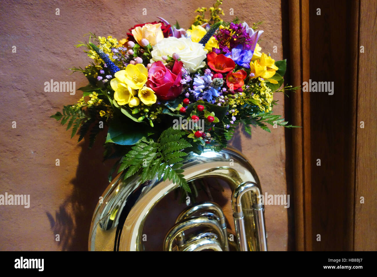 tuba with bouquet Stock Photo