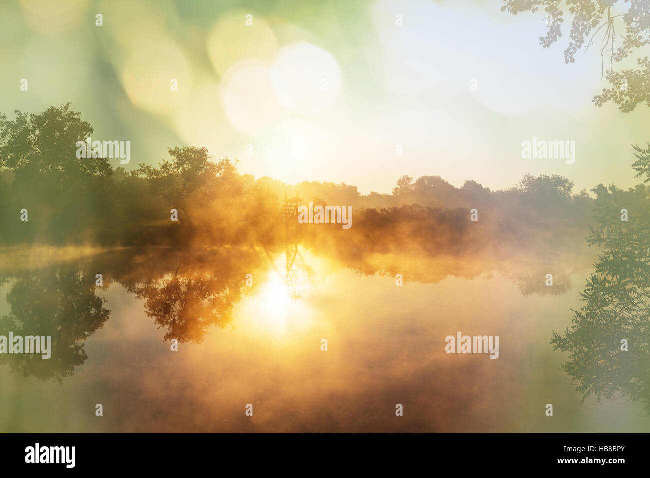 Fog on the river Stock Photo - Alamy