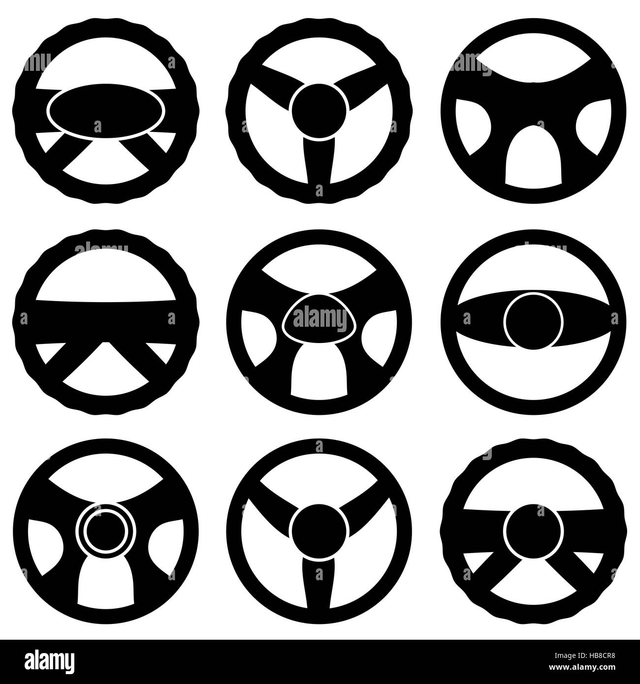 Steering Wheel Icon Collection Stock Photo