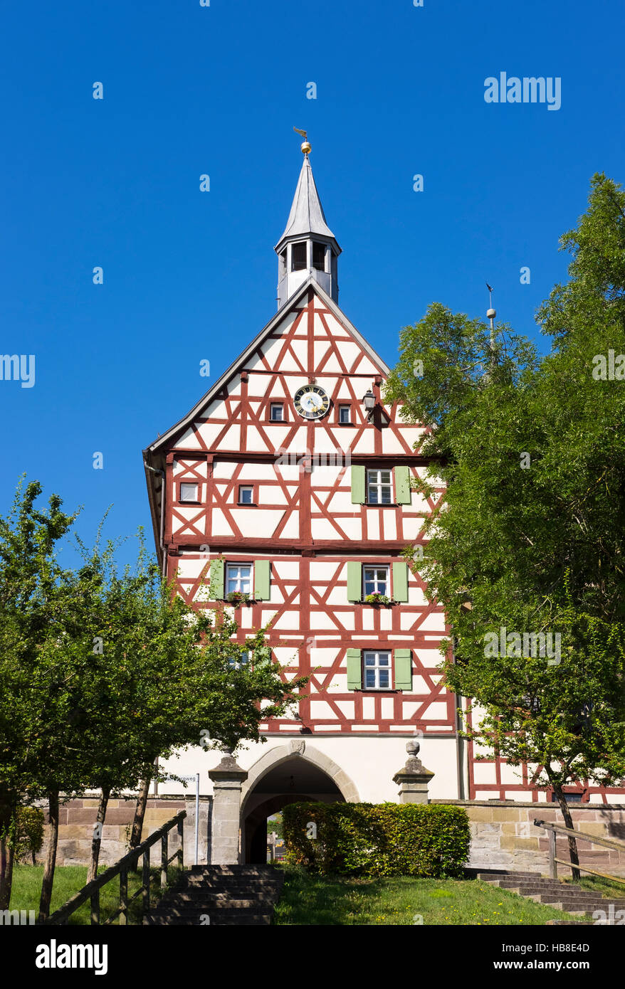 Gatehouse of the fortified church, Burgbernheim, Middle Franconia, Franconia, Bavaria, Germany Stock Photo