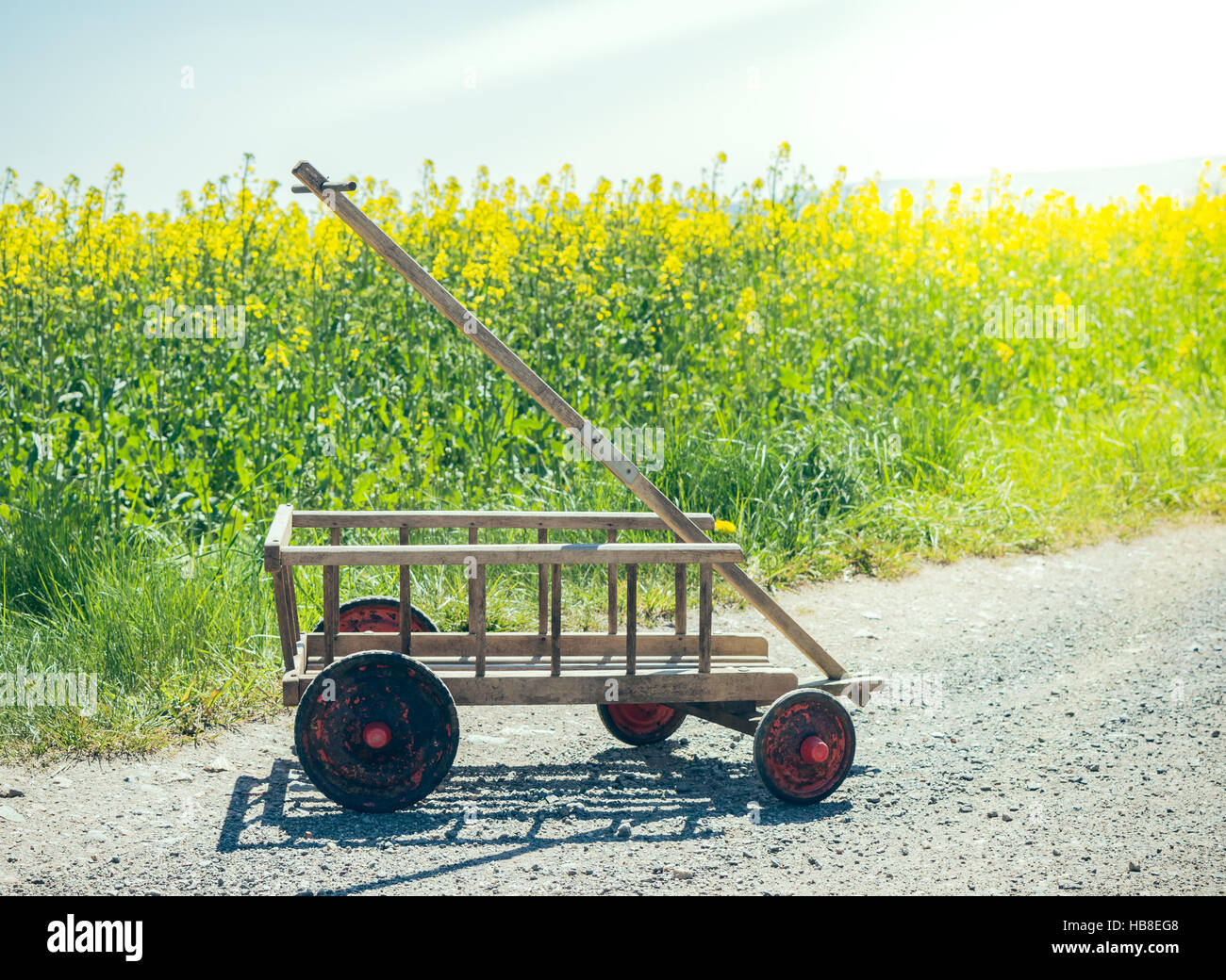 handcart on a dirt road Stock Photo