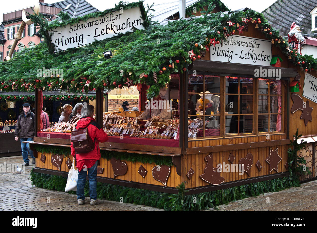 Christmas Fair Market at Ludwigsberg, Germany, Schwartzwalder Honey Lebkuchen booth, traditional spice cookies Stock Photo