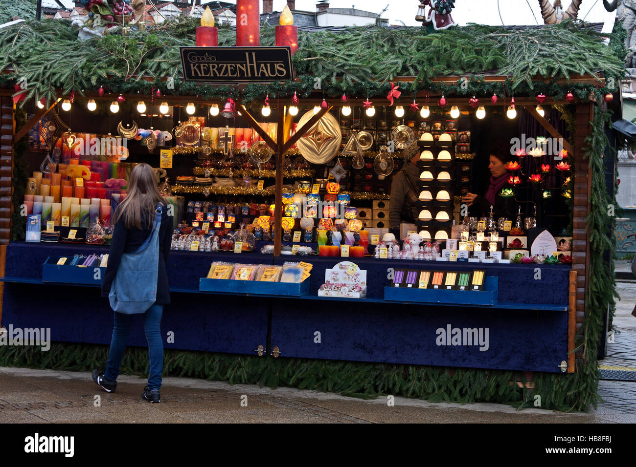 Christmas Fair Market at Ludwigsberg, Germany, a booth decorated with
