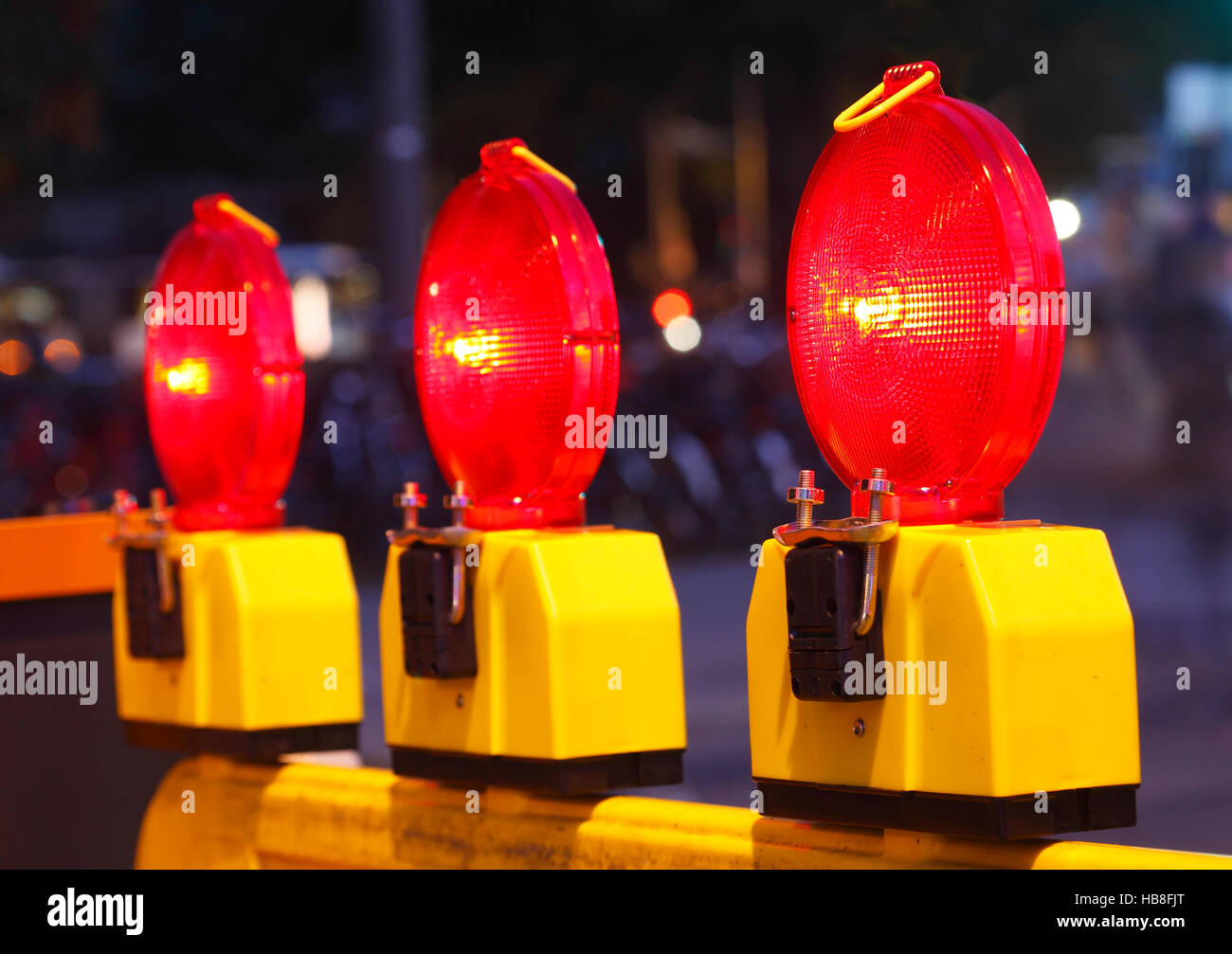 Flashing lights on road barrier hires stock photography and images Alamy