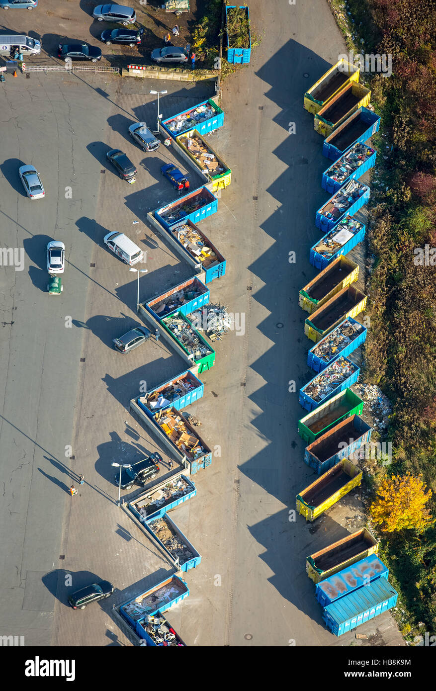 Aerial Recycelinghof Hamm Am Lausbach, landfill, recycling center, waste separation, recycling, colorful containers, Hamm Stock Photo -