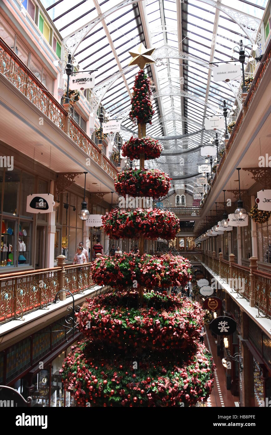 Sydney, Australia Dec 3, 2016. Tall Indoor Christmas Tree With