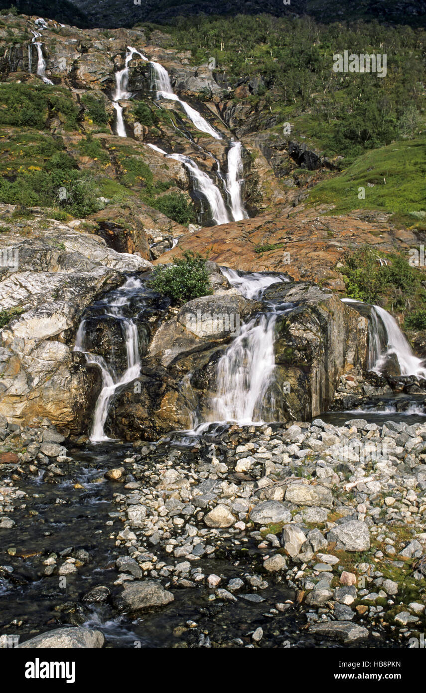 Waterfall Stora Sjoefallets-Nationalpark Stock Photo